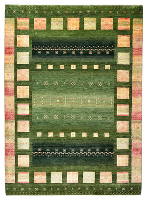 Gabbeh-tæppe - Loribaft Indus - 245 x 178 cm - grøn