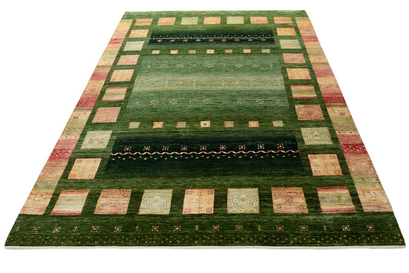 Gabbeh-tæppe - Loribaft Indus - 245 x 178 cm - grøn