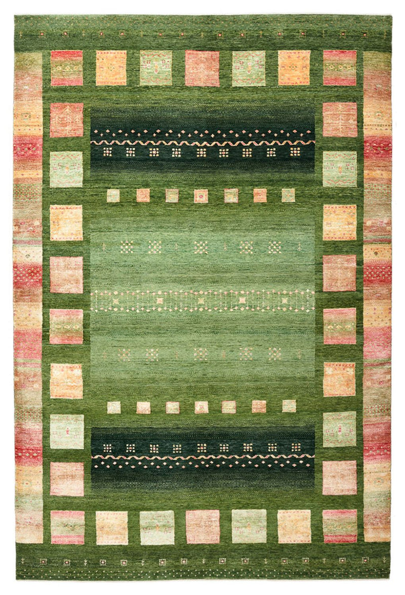 Gabbeh-tæppe - Loribaft Indus - 308 x 205 cm - grøn