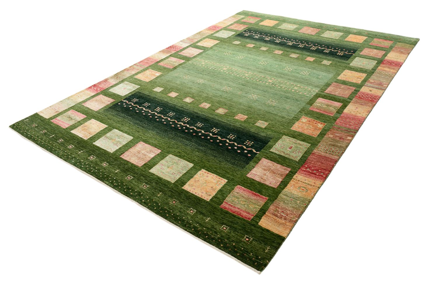 Gabbeh-tæppe - Loribaft Indus - 308 x 205 cm - grøn