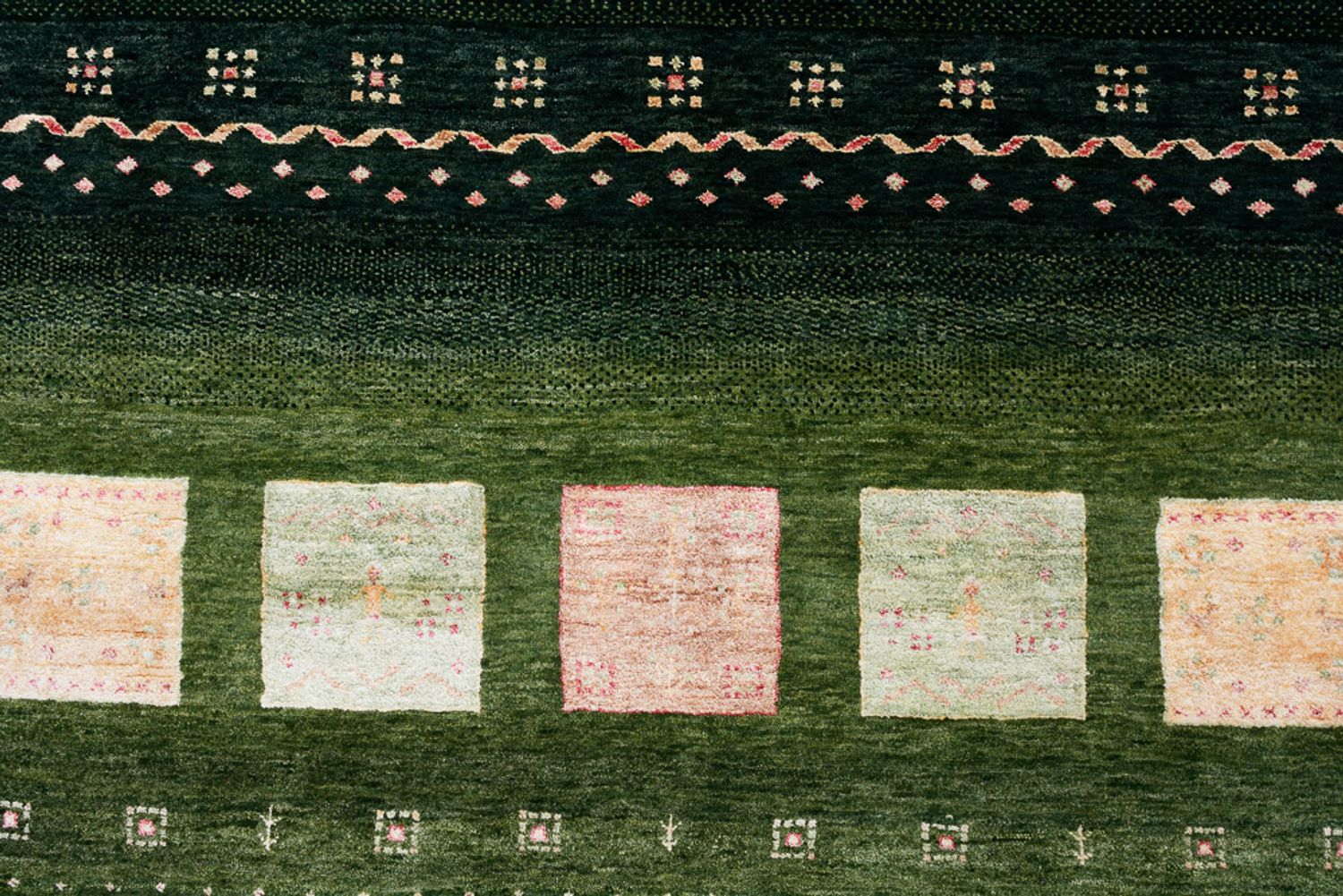 Gabbeh-tæppe - Loribaft Indus - 308 x 205 cm - grøn
