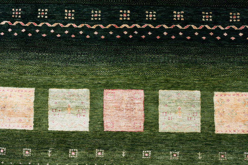 Gabbeh-tæppe - Loribaft Indus - 308 x 205 cm - grøn
