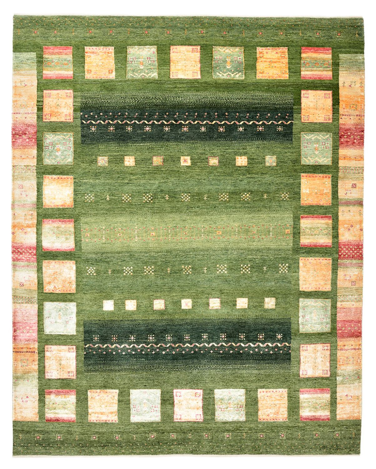 Gabbeh-tæppe - Loribaft Indus - 259 x 208 cm - grøn