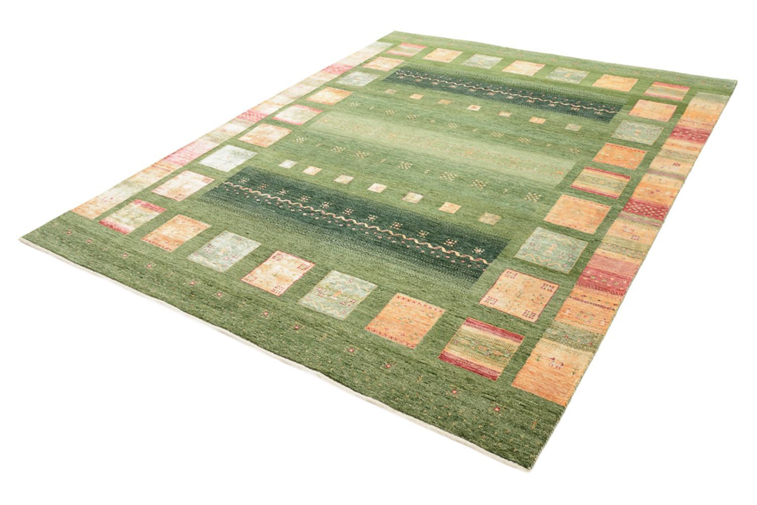 Gabbeh-tæppe - Loribaft Indus - 259 x 208 cm - grøn