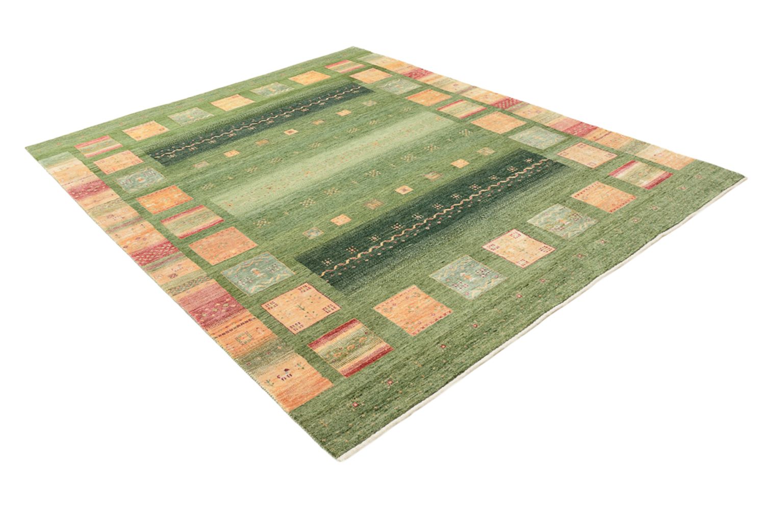 Gabbeh-tæppe - Loribaft Indus - 259 x 208 cm - grøn
