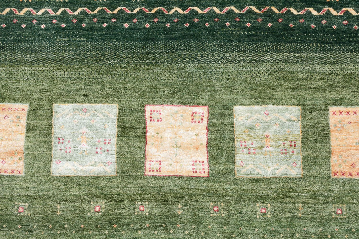 Gabbeh-tæppe - Loribaft Indus - 259 x 208 cm - grøn