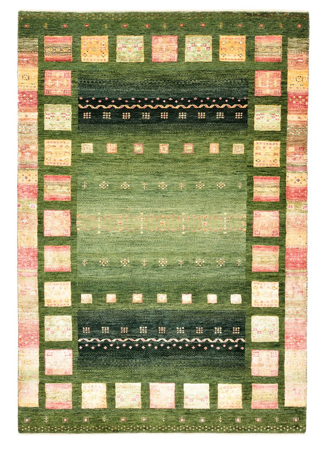 Gabbeh-tæppe - Loribaft Indus - 183 x 127 cm - grøn