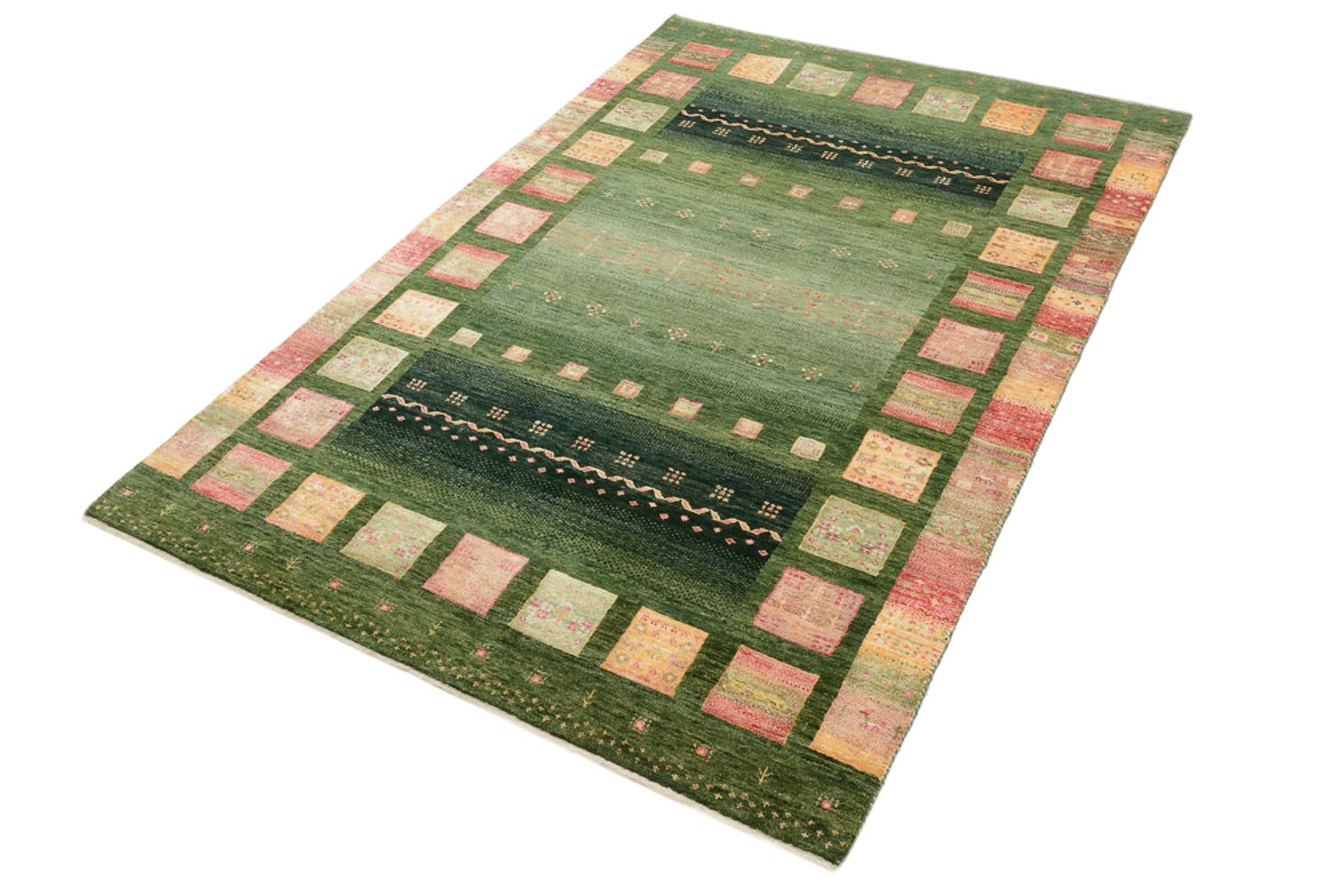 Gabbeh-tæppe - Loribaft Indus - 183 x 127 cm - grøn