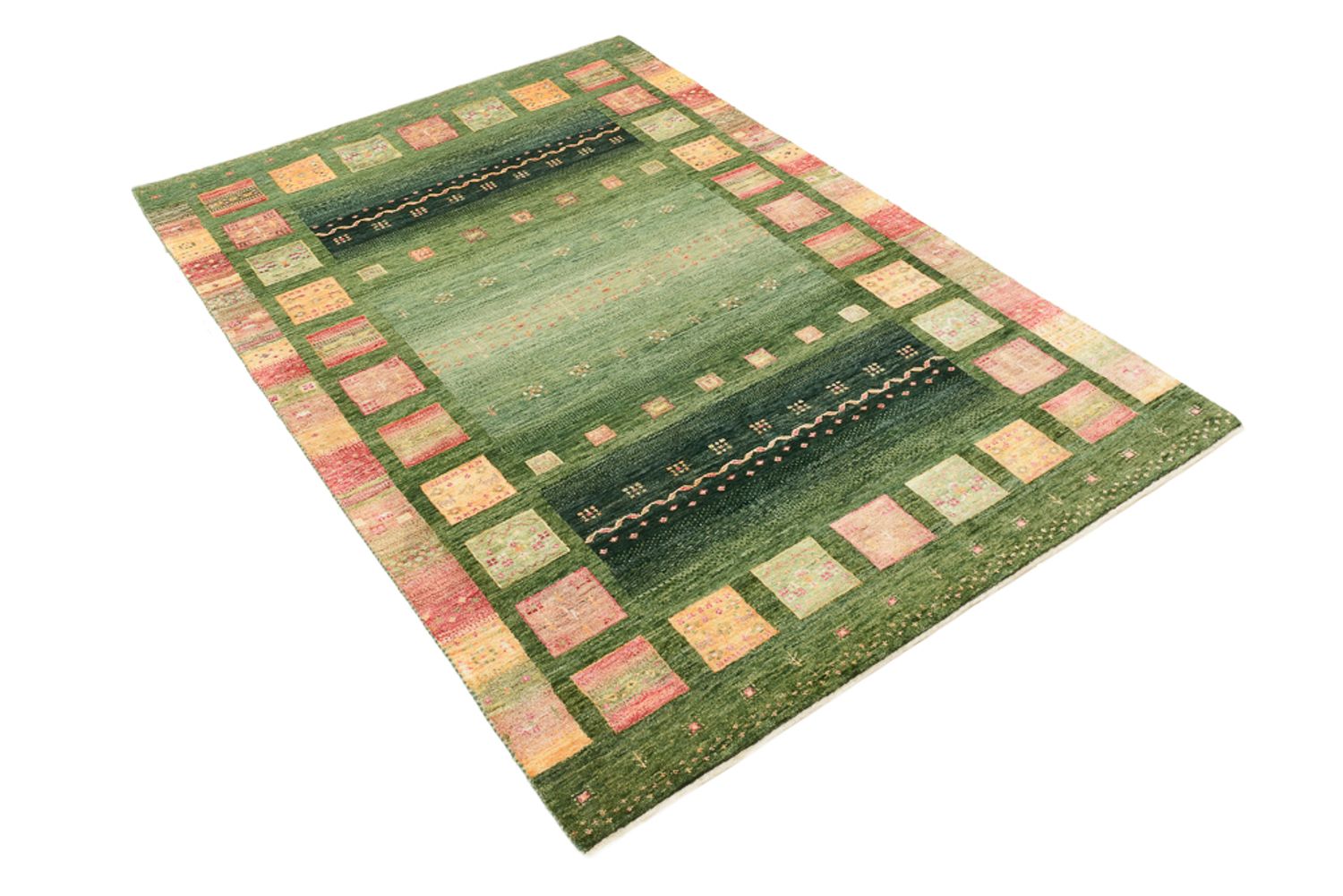 Gabbeh-tæppe - Loribaft Indus - 183 x 127 cm - grøn
