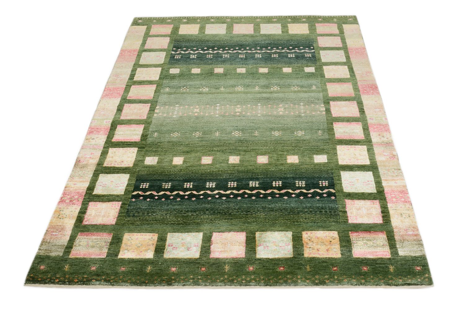 Gabbeh-tæppe - Loribaft Indus - 183 x 127 cm - grøn