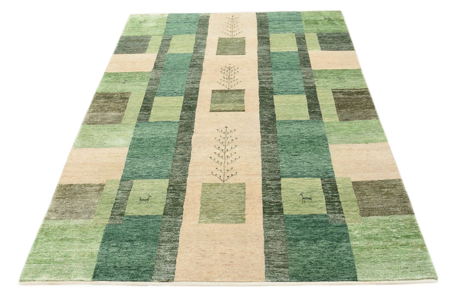 Gabbeh-tæppe - Loribaft Indus - 204 x 150 cm - grøn