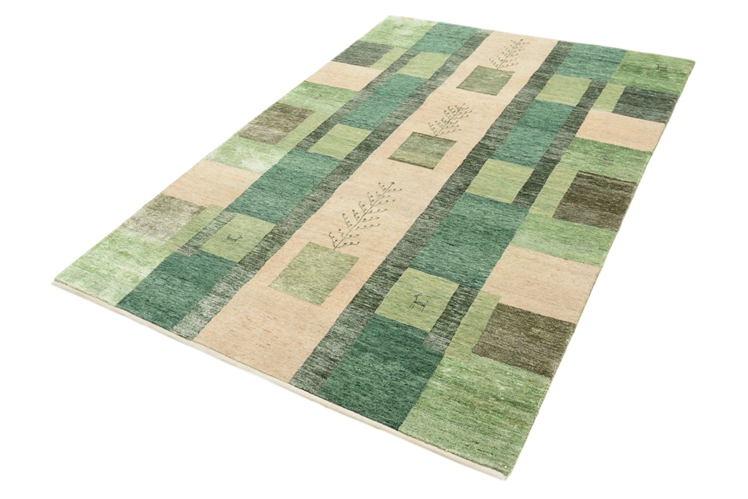 Gabbeh-tæppe - Loribaft Indus - 204 x 150 cm - grøn
