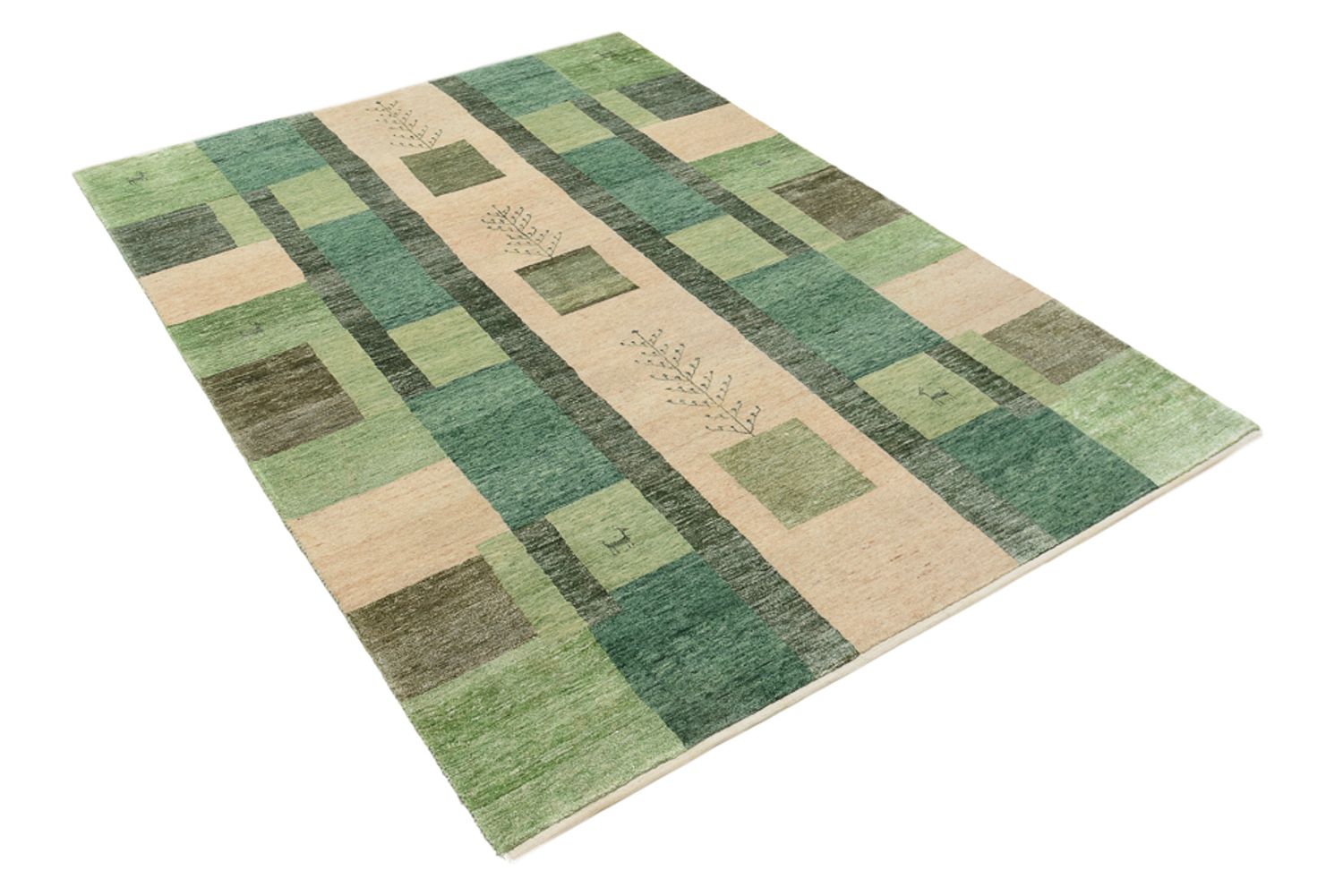 Gabbeh-tæppe - Loribaft Indus - 204 x 150 cm - grøn