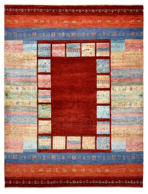 Gabbeh-tæppe - Loribaft Indus - 201 x 155 cm - rød