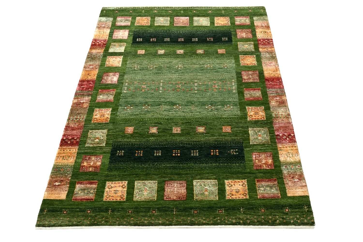 Gabbeh-tæppe - Loribaft Indus - 154 x 106 cm - grøn
