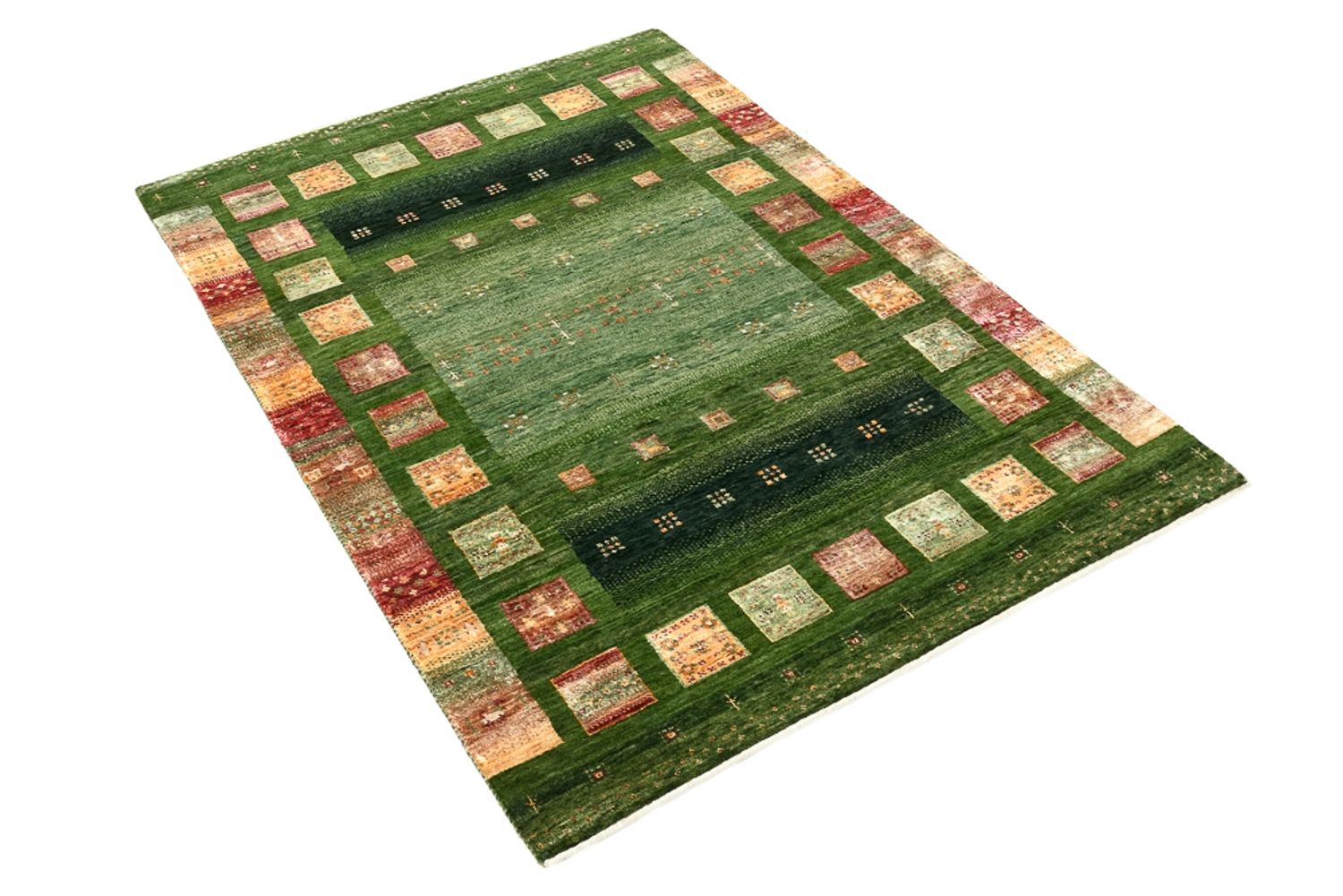Gabbeh-tæppe - Loribaft Indus - 154 x 106 cm - grøn