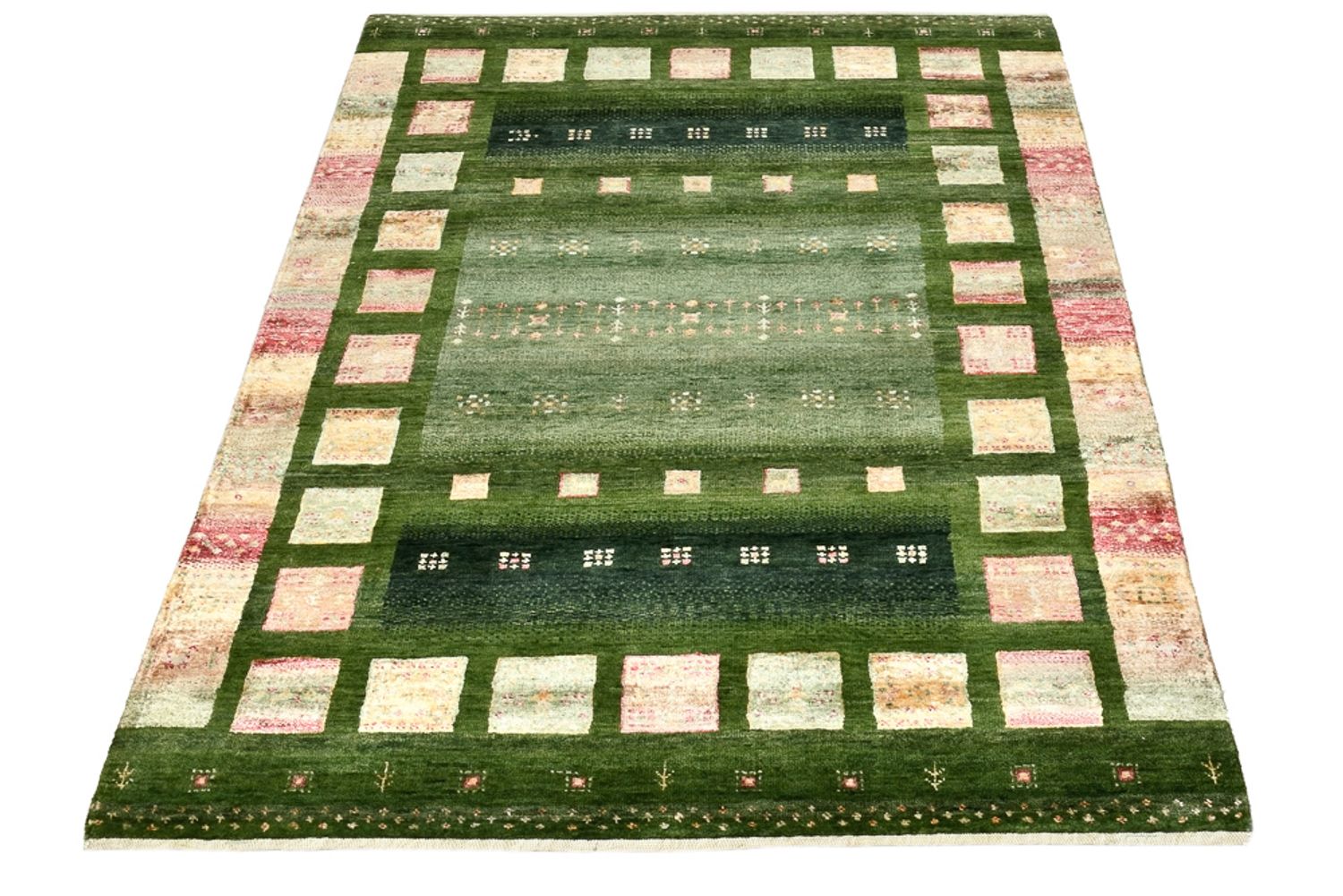 Gabbeh-tæppe - Loribaft Indus - 154 x 106 cm - grøn