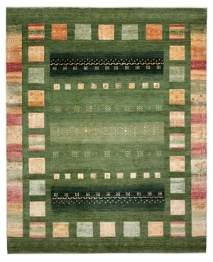 Gabbeh-tæppe - Loribaft Indus - 302 x 249 cm - grøn