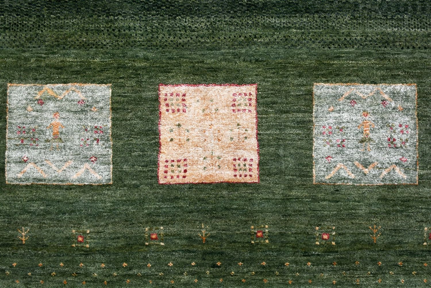 Gabbeh-tæppe - Loribaft Indus - 302 x 249 cm - grøn