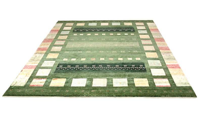 Gabbeh-tæppe - Loribaft Indus - 302 x 249 cm - grøn