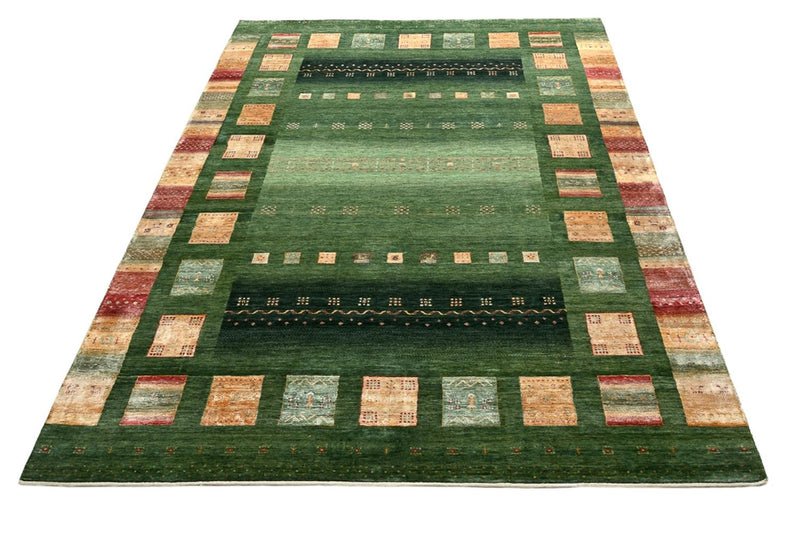 Gabbeh-tæppe - Loribaft Indus - 346 x 245 cm - grøn