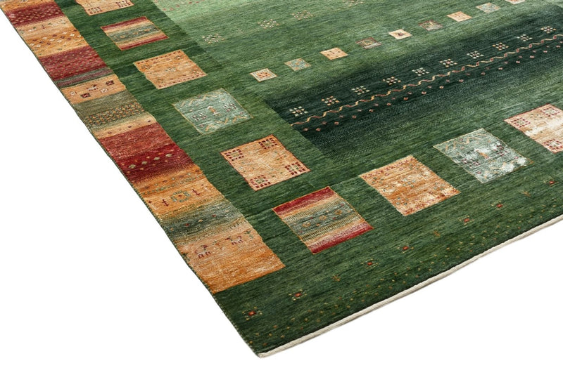 Gabbeh-tæppe - Loribaft Indus - 346 x 245 cm - grøn