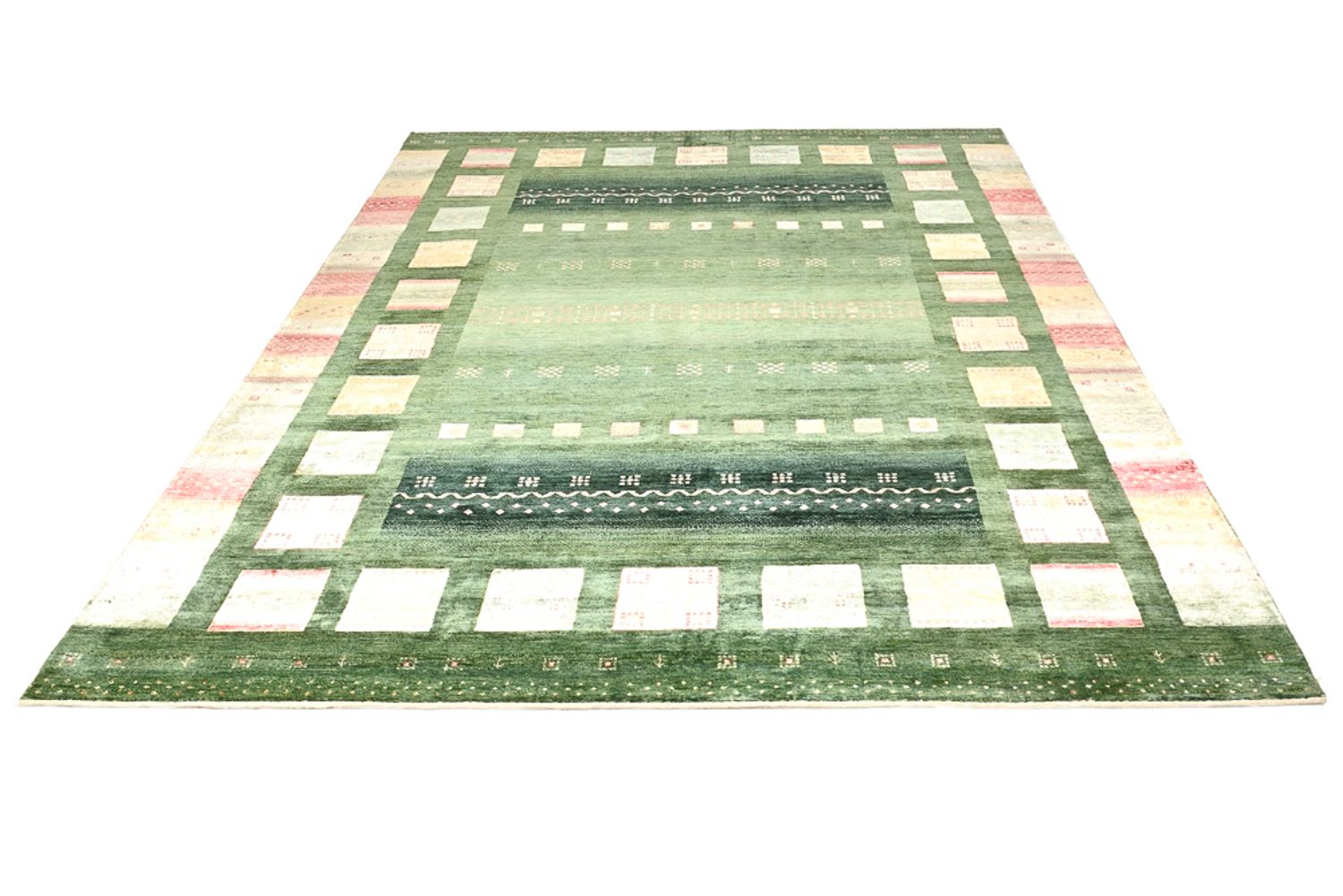 Gabbeh-tæppe - Loribaft Indus - 346 x 245 cm - grøn
