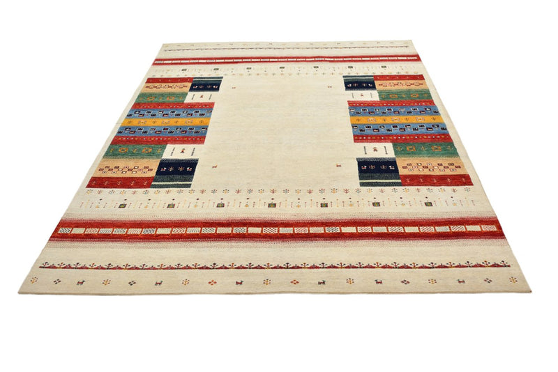 Gabbeh-tæppe - Loribaft Indus - 308 x 246 cm - lys beige