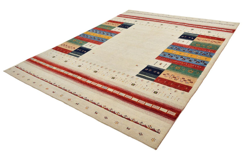 Gabbeh-tæppe - Loribaft Indus - 308 x 246 cm - lys beige