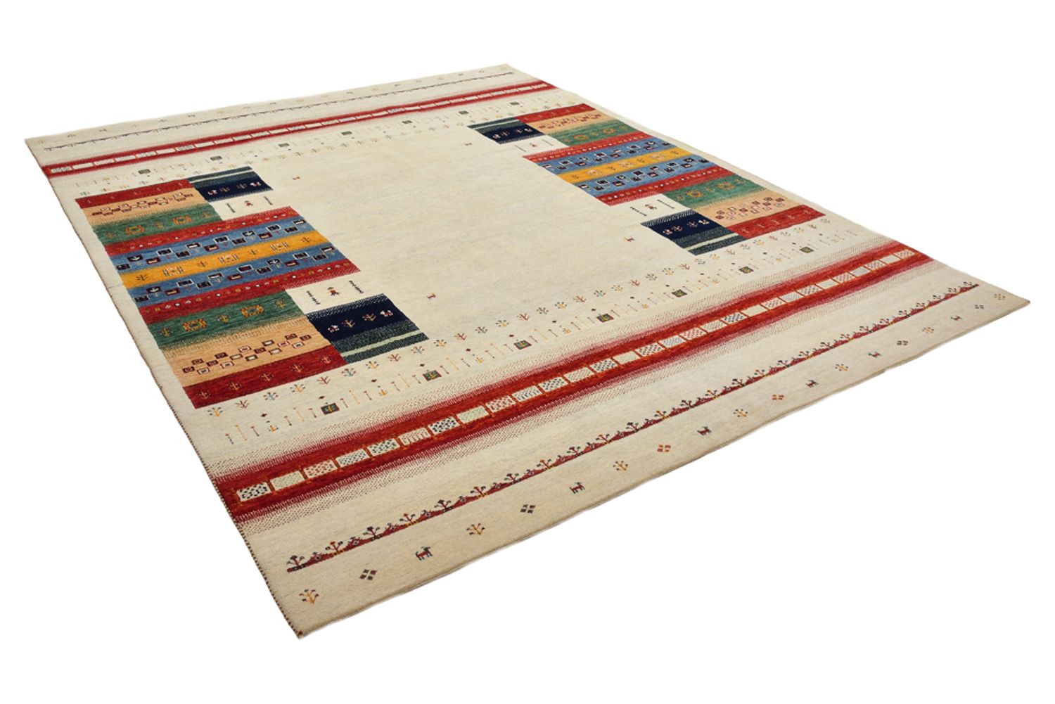 Gabbeh-tæppe - Loribaft Indus - 308 x 246 cm - lys beige
