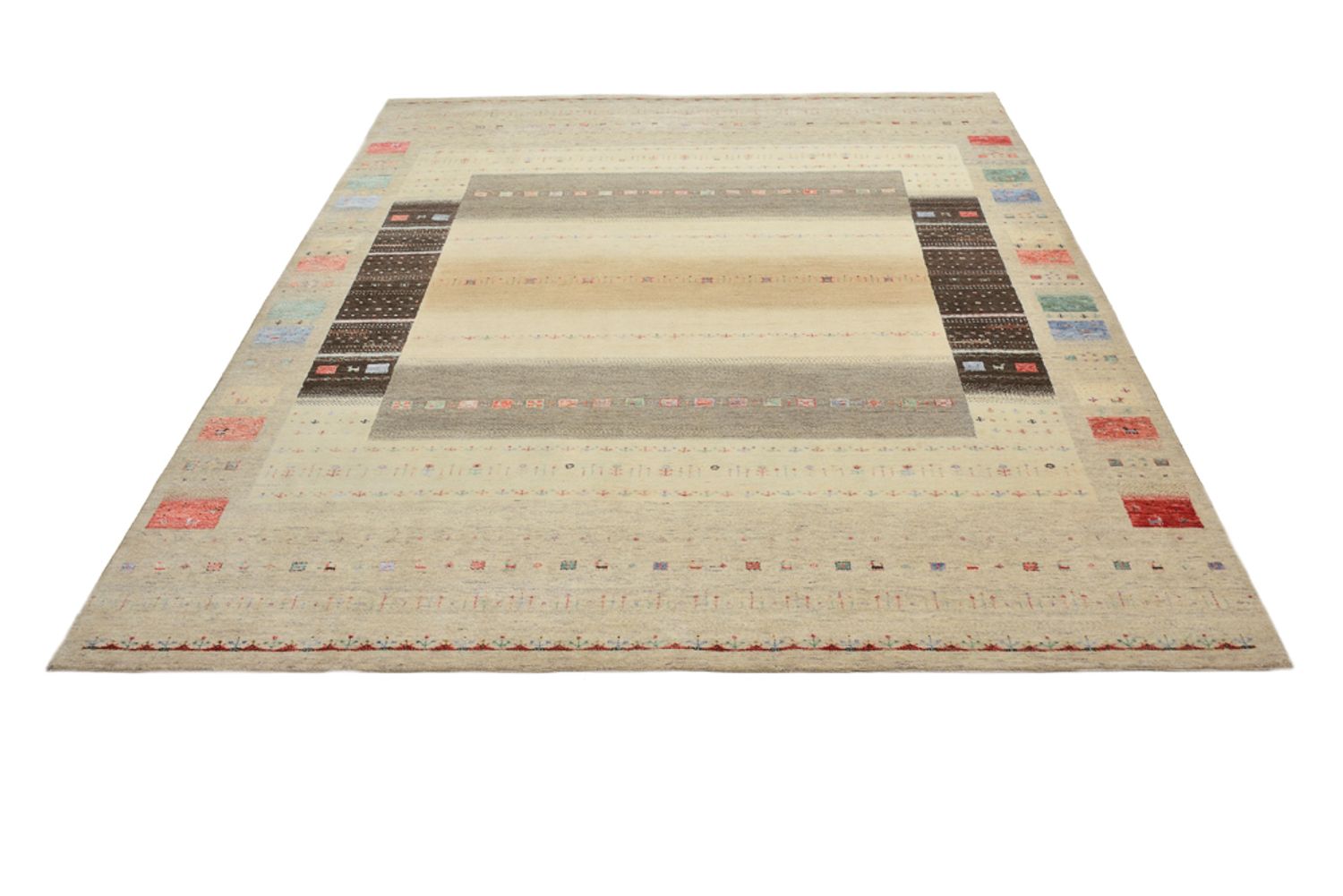 Gabbeh-tæppe - Loribaft Indus - 300 x 253 cm - lys beige