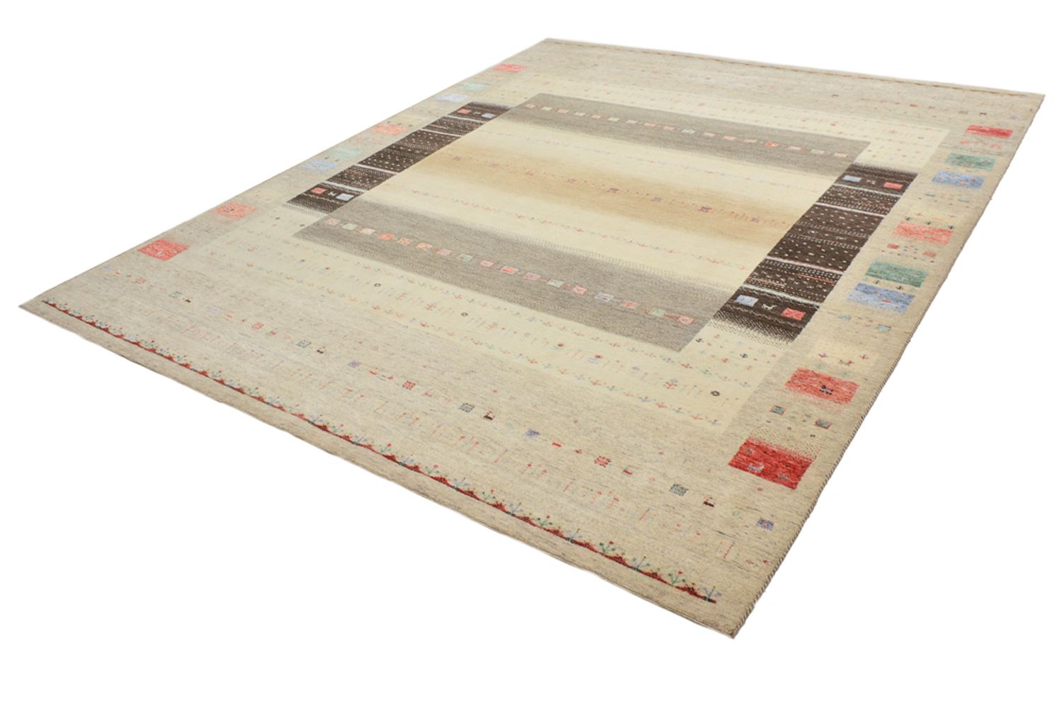 Gabbeh-tæppe - Loribaft Indus - 300 x 253 cm - lys beige