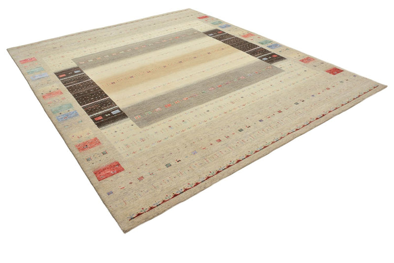 Gabbeh-tæppe - Loribaft Indus - 300 x 253 cm - lys beige