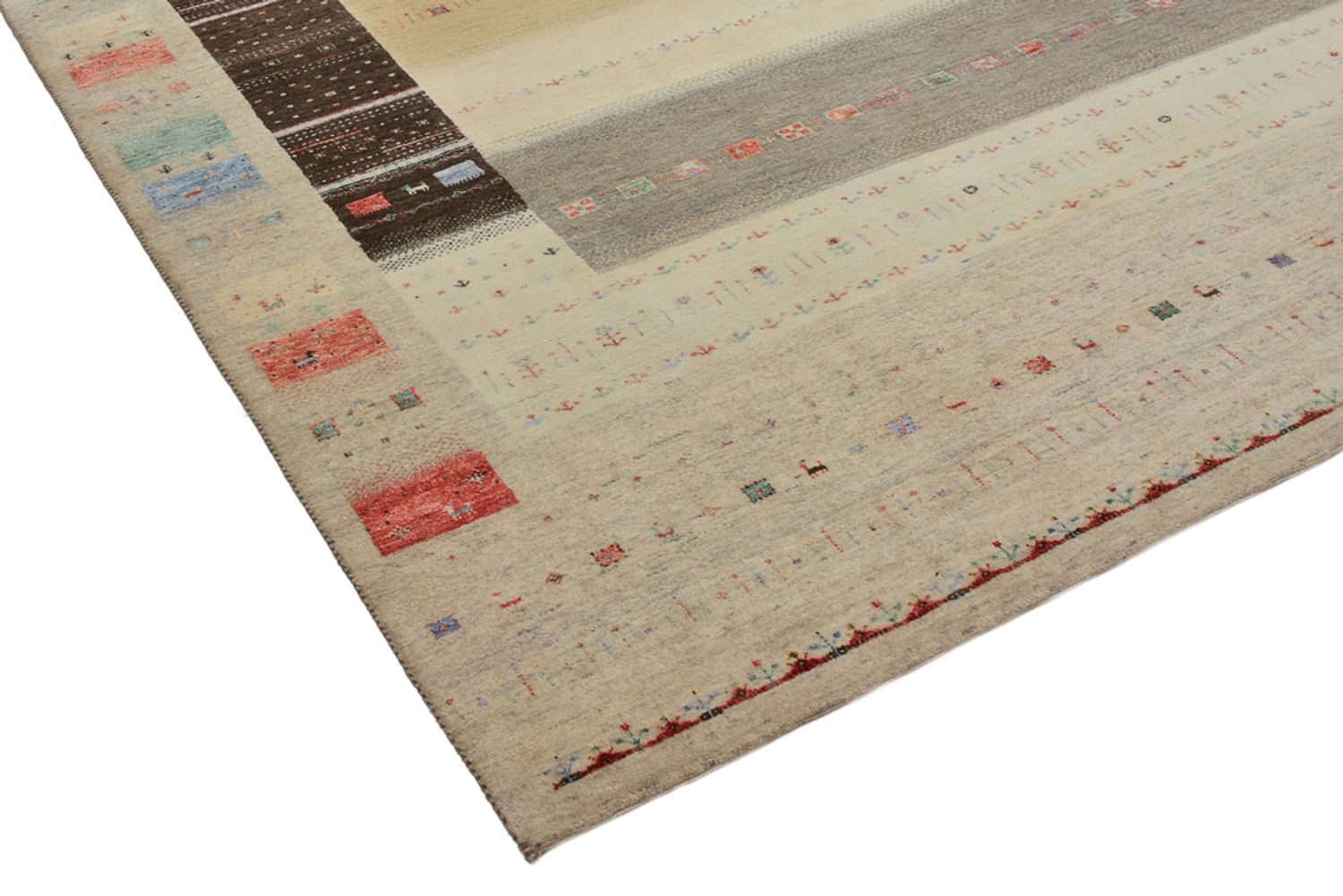 Gabbeh-tæppe - Loribaft Indus - 300 x 253 cm - lys beige