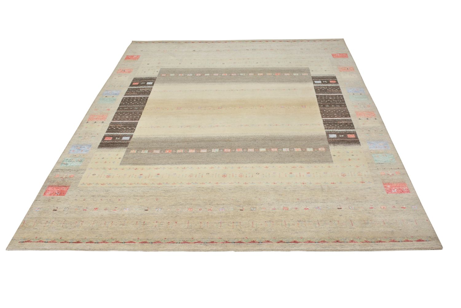 Gabbeh-tæppe - Loribaft Indus - 300 x 253 cm - lys beige