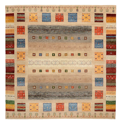 Gabbeh-tæppe - Loribaft Indus firkantet  - 256 x 250 cm - lys beige