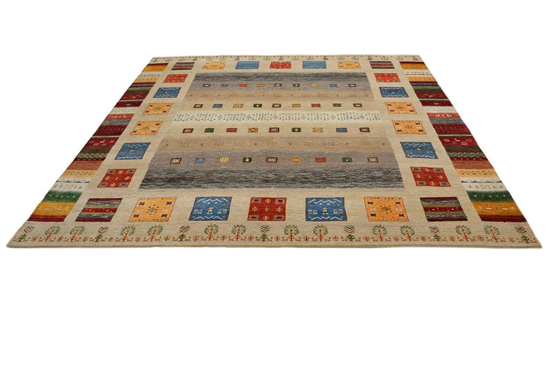 Gabbeh-tæppe - Loribaft Indus firkantet  - 256 x 250 cm - lys beige