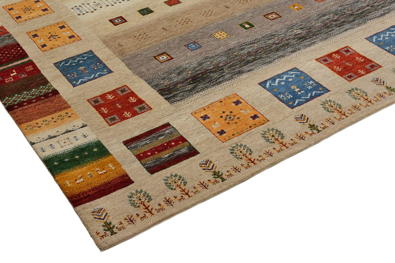 Gabbeh-tæppe - Loribaft Indus firkantet  - 256 x 250 cm - lys beige