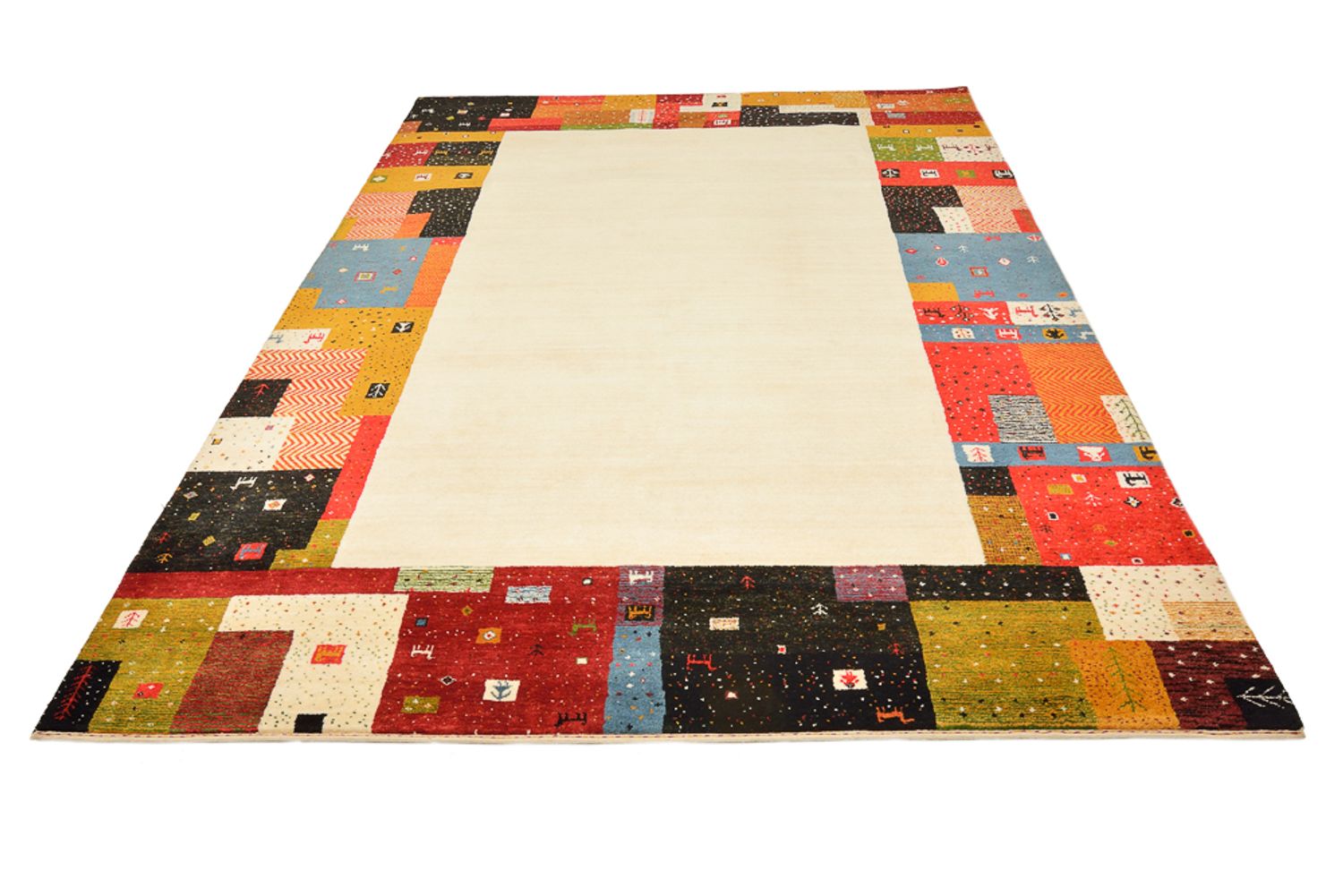 Gabbeh-tæppe - Loribaft Indus - 294 x 207 cm - lys beige
