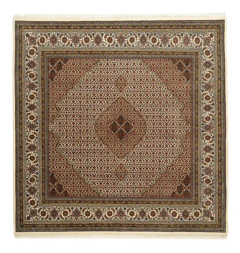 Orientalsk tæppe - Tabriz firkantet  - 203 x 201 cm - mørk beige