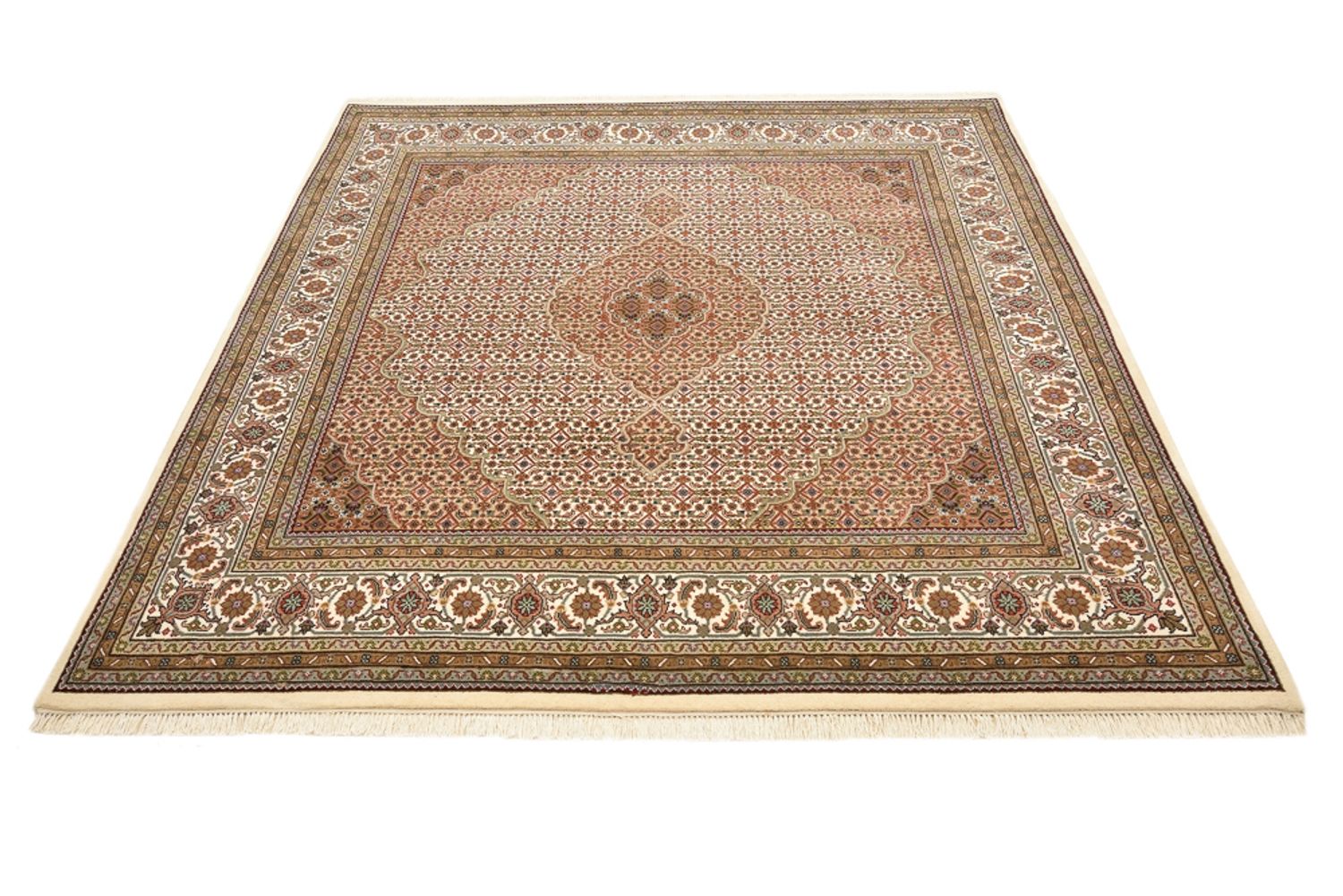 Orientalsk tæppe - Tabriz firkantet  - 203 x 201 cm - mørk beige