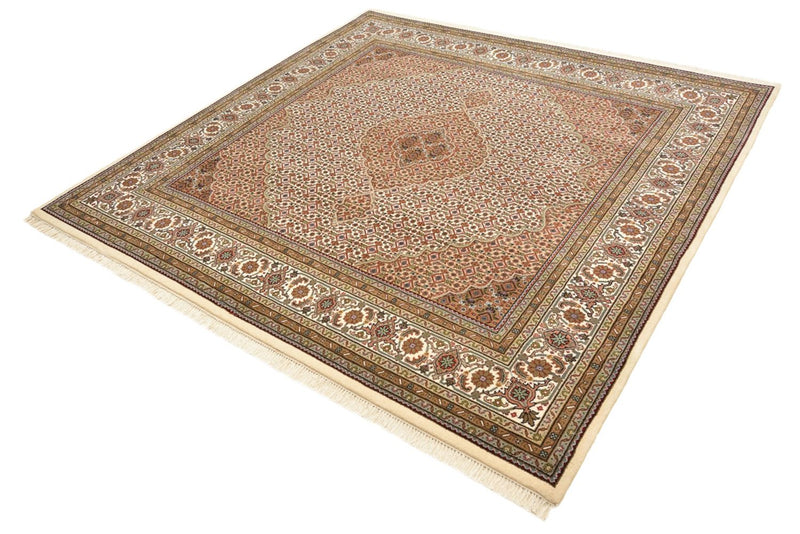 Orientalsk tæppe - Tabriz firkantet  - 203 x 201 cm - mørk beige