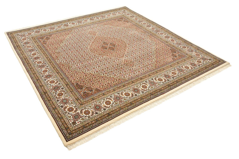Orientalsk tæppe - Tabriz firkantet  - 203 x 201 cm - mørk beige