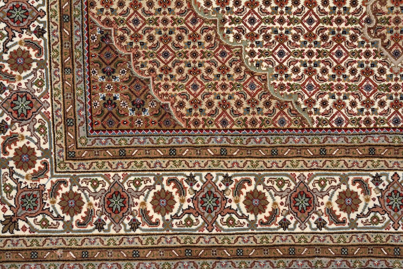 Orientalsk tæppe - Tabriz firkantet  - 203 x 201 cm - mørk beige