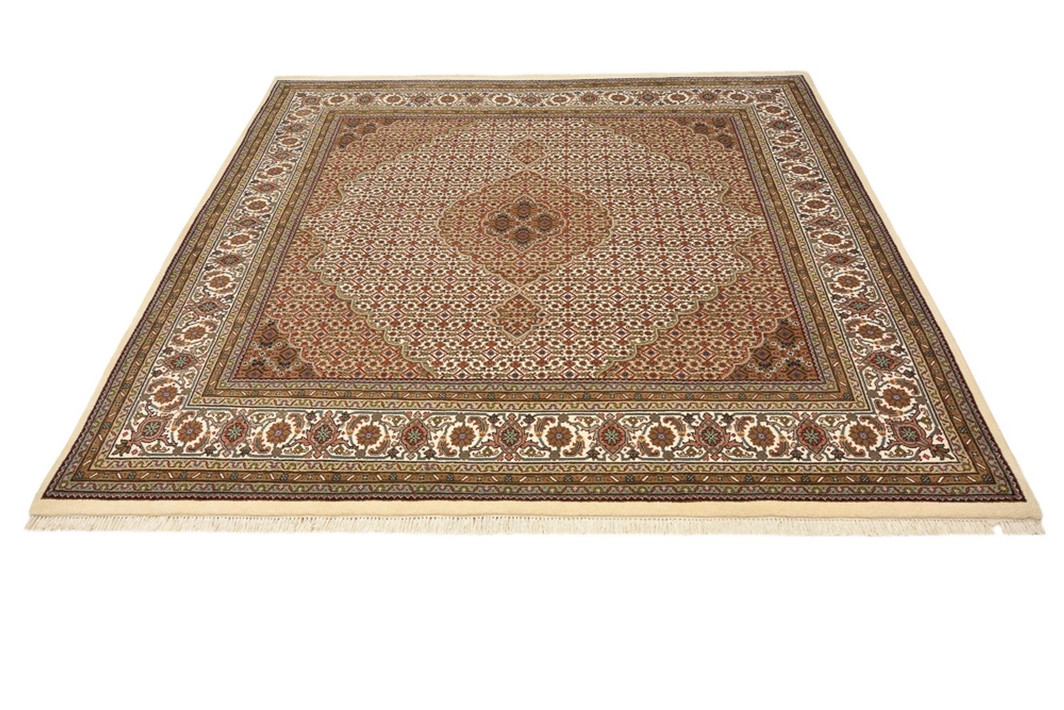 Orientalsk tæppe - Tabriz firkantet  - 203 x 201 cm - mørk beige