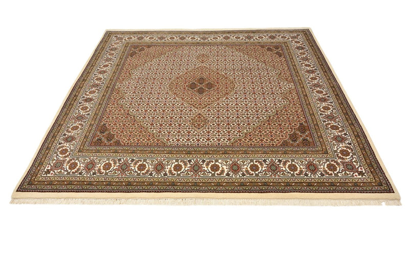Orientalsk tæppe - Tabriz firkantet  - 203 x 201 cm - mørk beige