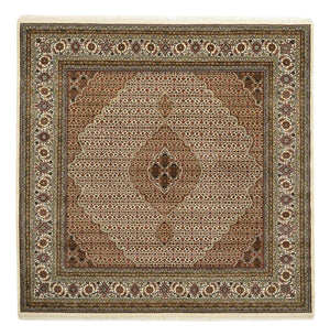 Orientalsk tæppe - Tabriz firkantet  - 203 x 201 cm - mørk beige