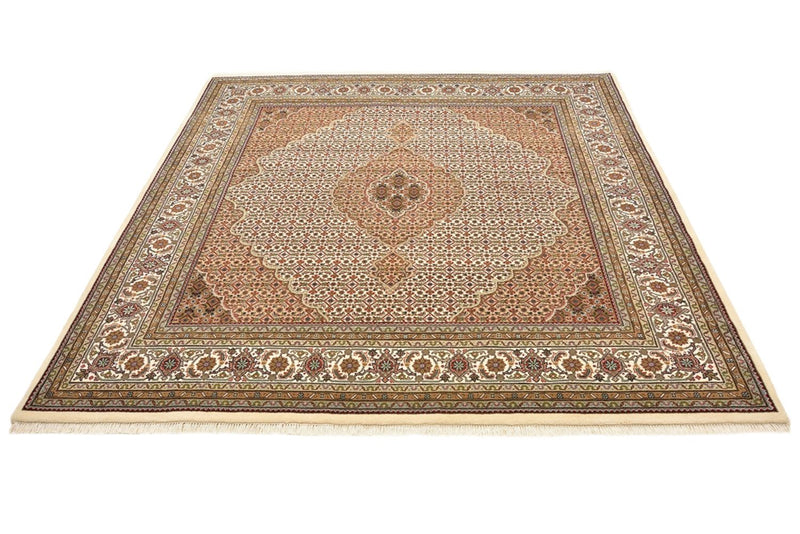 Orientalsk tæppe - Tabriz firkantet  - 203 x 201 cm - mørk beige