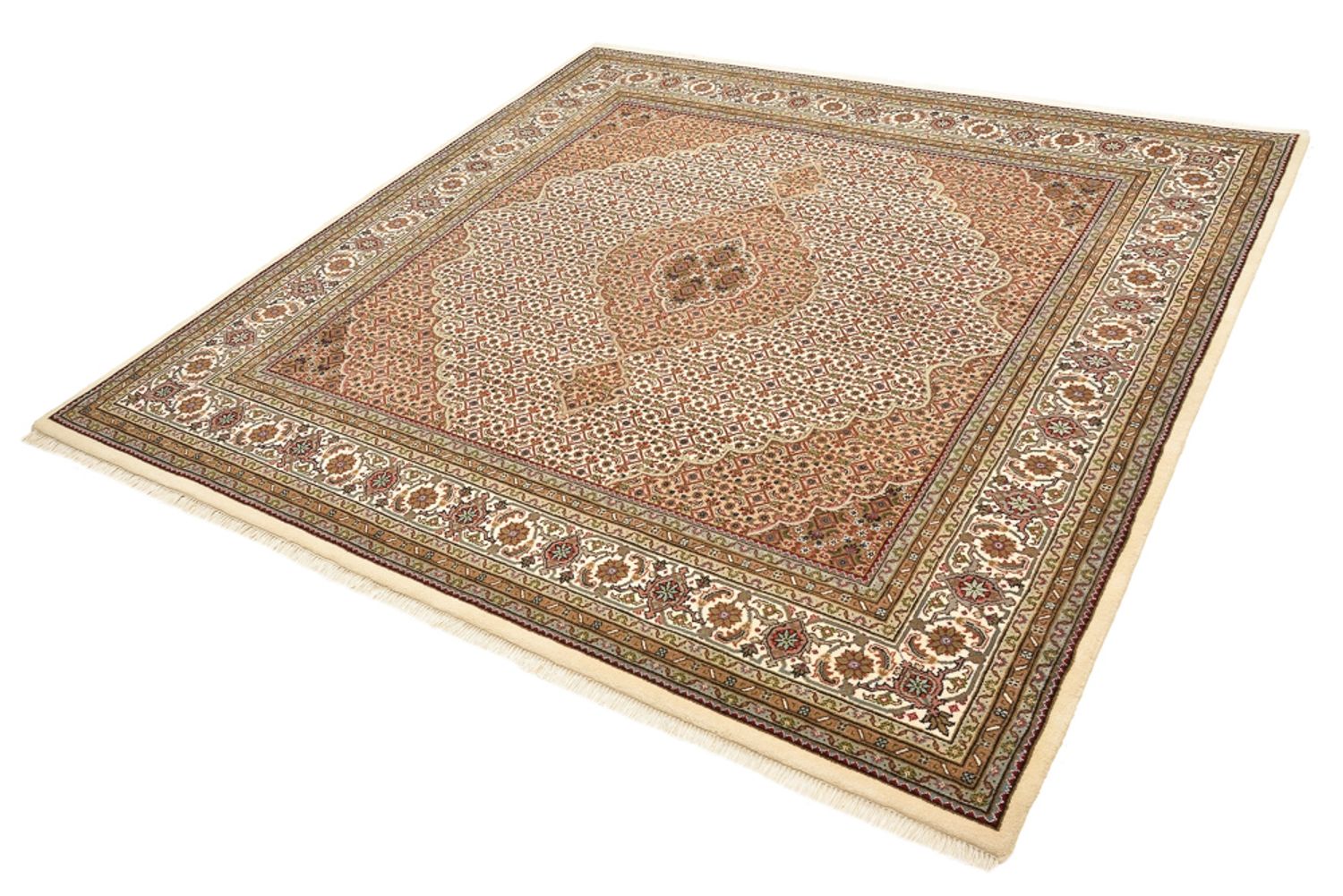 Orientalsk tæppe - Tabriz firkantet  - 203 x 201 cm - mørk beige