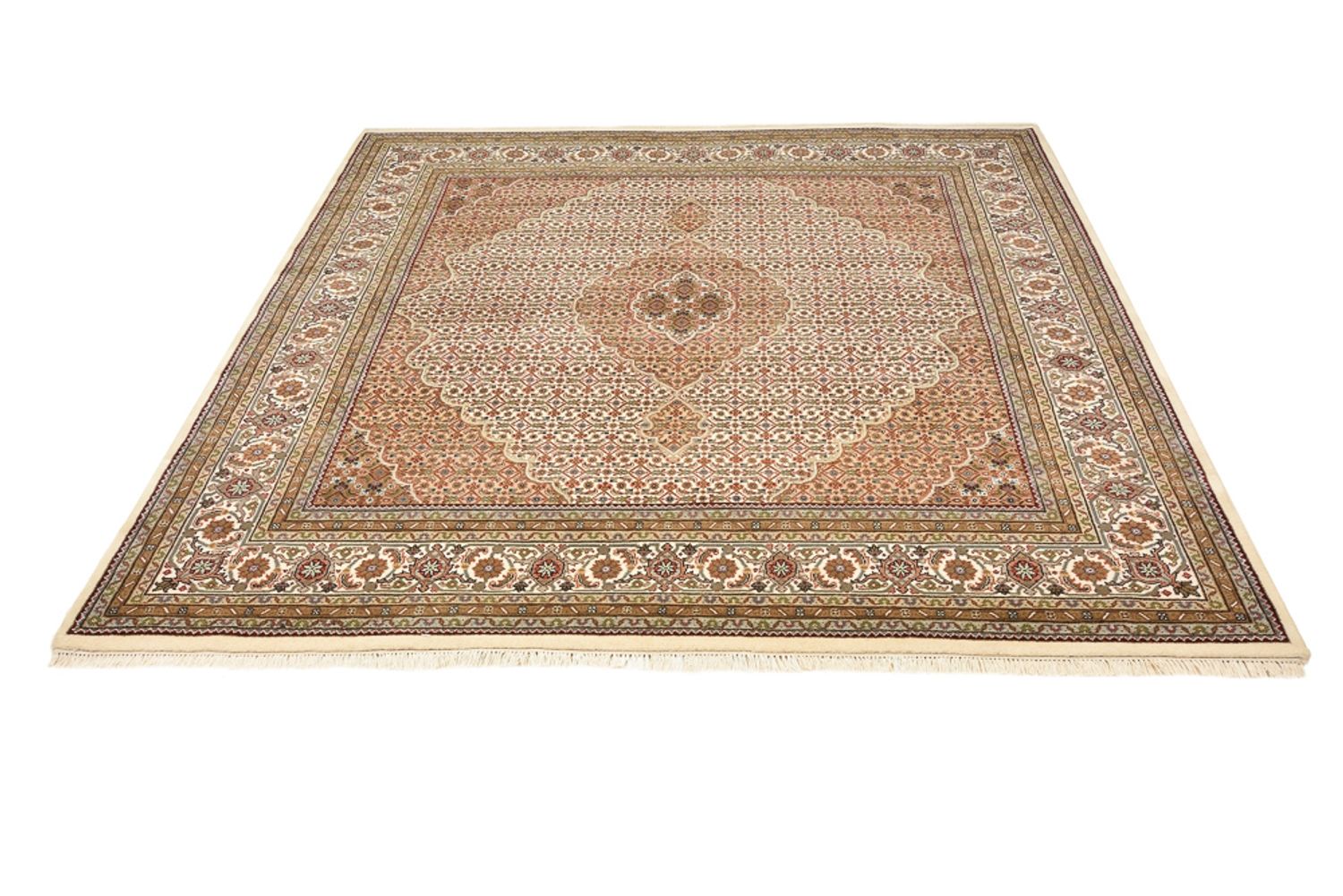 Orientalsk tæppe - Tabriz firkantet  - 203 x 201 cm - mørk beige